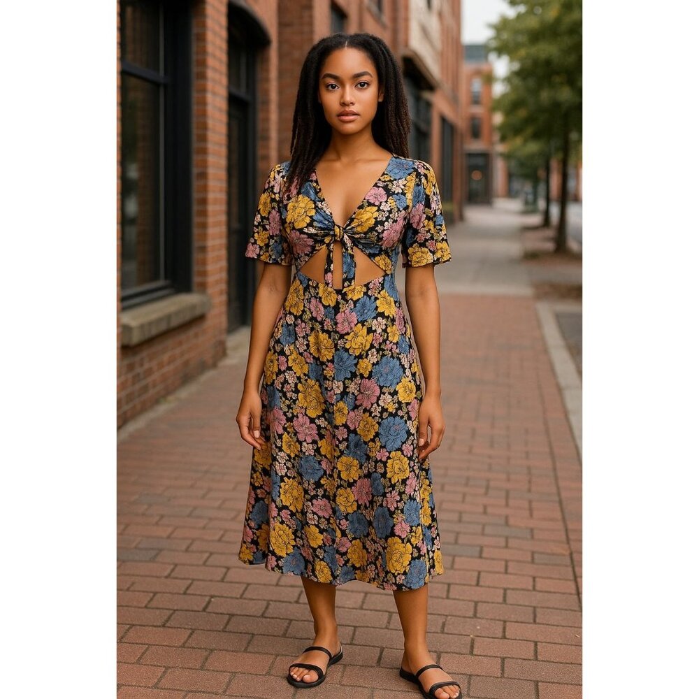 WAYF Women Floral Dress LARGE - Picture 1 of 3